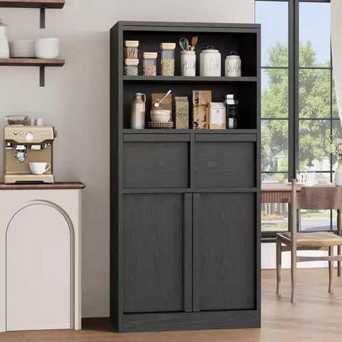50.9 Tall Bathroom Storage Cabinet, Freestanding Floor Cabinet with 2 Drawers, Kitchen Pantry Cabinet for Living Room Kitchen Bathroom
