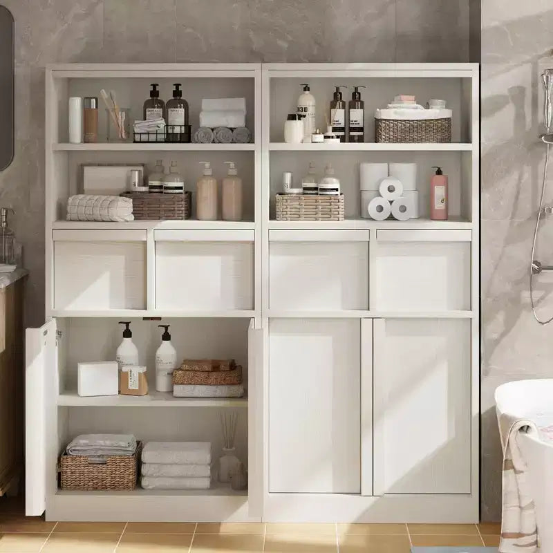 50.9 Tall Bathroom Storage Cabinet, Freestanding Floor Cabinet with 2 Drawers, Kitchen Pantry Cabinet for Living Room Kitchen Bathroom
