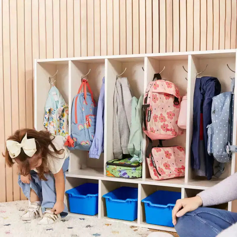 ECR4Kids Streamline 5-Section Toddler Coat Locker with Bench and 5 Scoop Front Bins