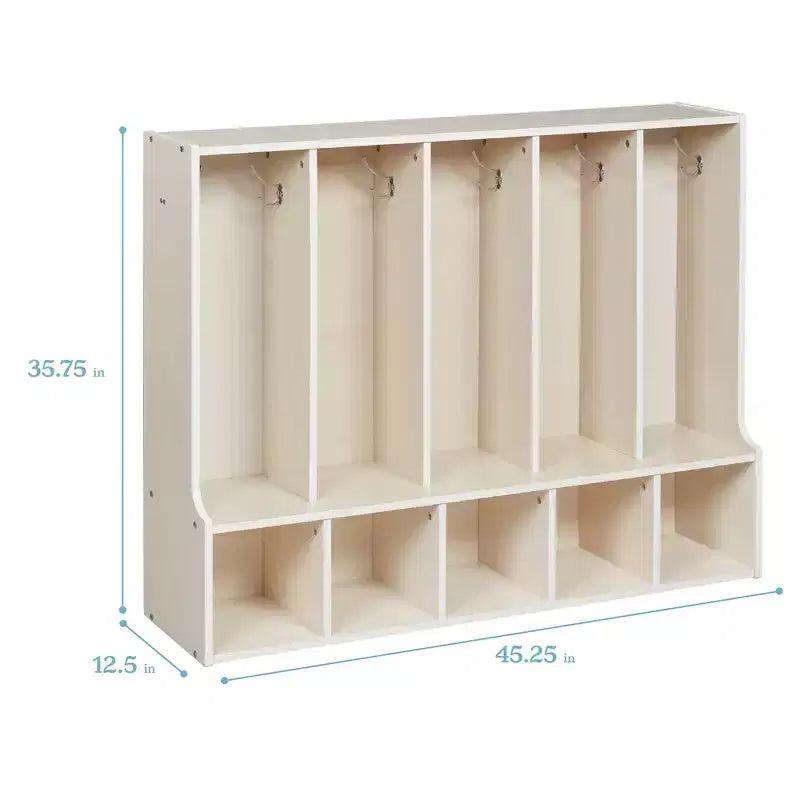 ECR4Kids Streamline 5-Section Toddler Coat Locker with Bench and 5 Scoop Front Bins