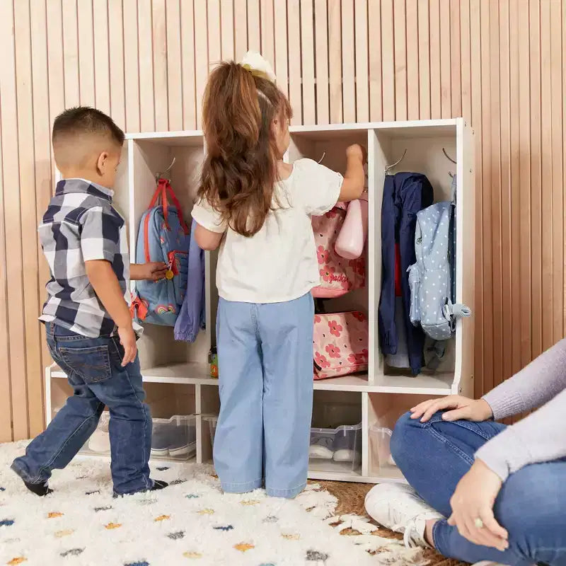 ECR4Kids Streamline 5-Section Toddler Coat Locker with Bench and 5 Scoop Front Bins
