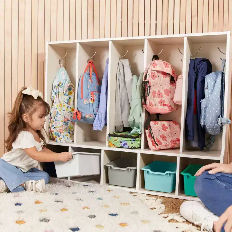 ECR4Kids Streamline 5-Section Toddler Coat Locker with Bench and 5 Scoop Front Bins