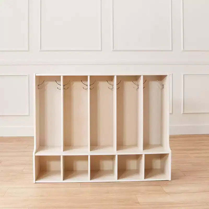 ECR4Kids Streamline 5-Section Toddler Coat Locker with Bench and 5 Scoop Front Bins