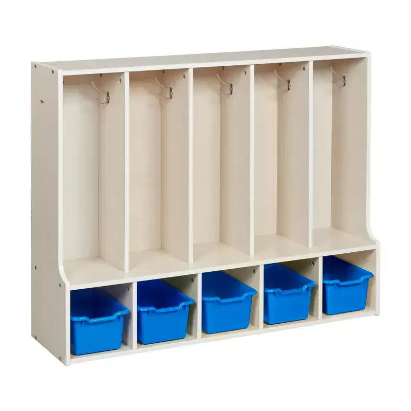 ECR4Kids Streamline 5-Section Toddler Coat Locker with Bench and 5 Scoop Front Bins