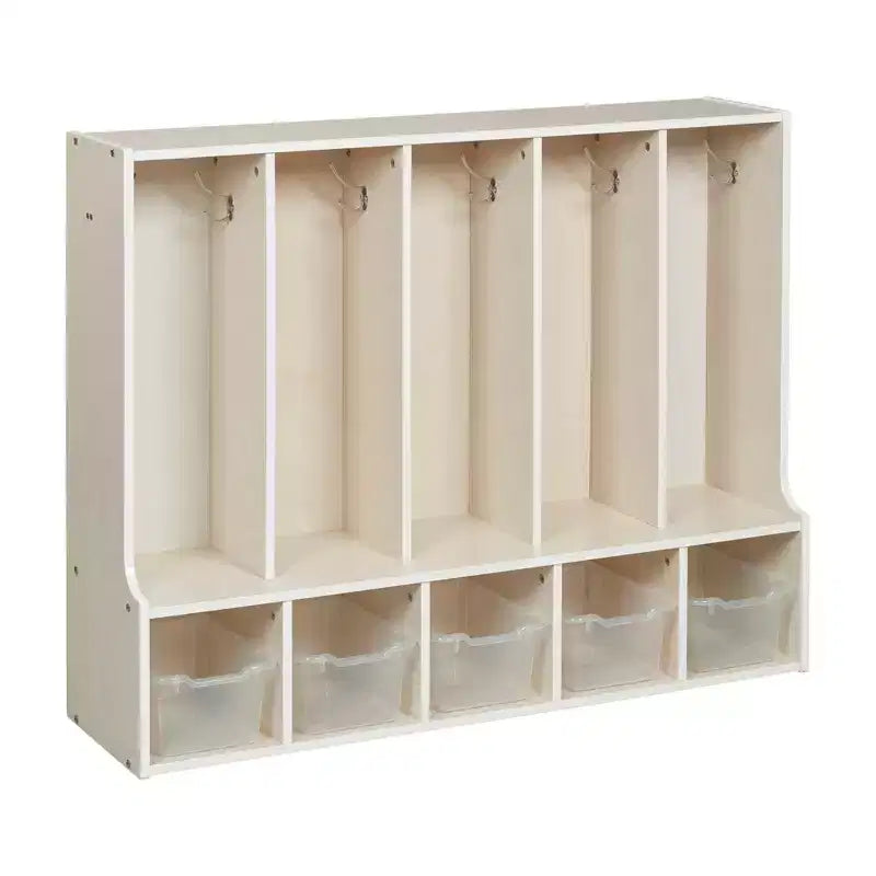 ECR4Kids Streamline 5-Section Toddler Coat Locker with Bench and 5 Scoop Front Bins