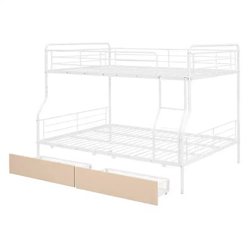 Full XL over Queen Metal Bunk Beds with 2 Drawers, Heavy Duty Bunk Bed Frame for Kids Teens Adults