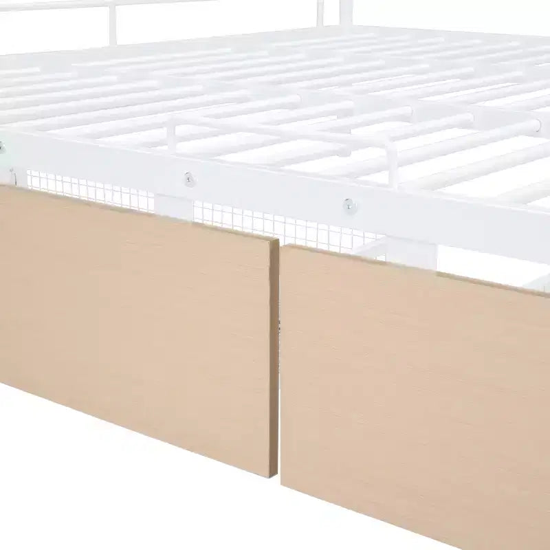 Full XL over Queen Metal Bunk Beds with 2 Drawers, Heavy Duty Bunk Bed Frame for Kids Teens Adults