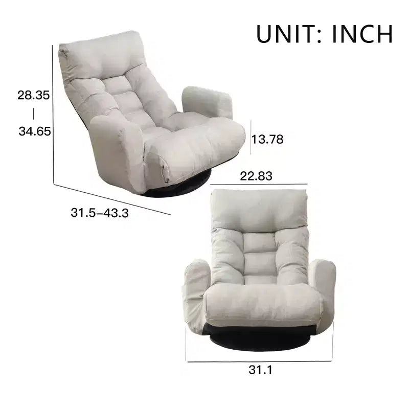 GDFStudio Sorrel Modern 360 Swivel Linen Upholstered Chair with Adjustable Backrest and Ottoman