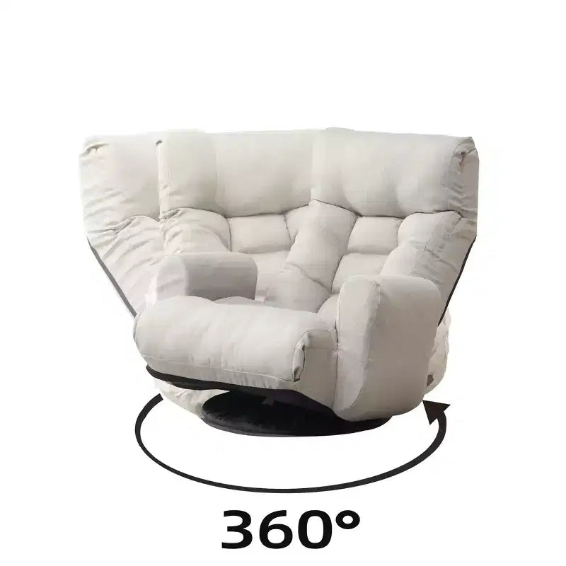 GDFStudio Sorrel Modern 360 Swivel Linen Upholstered Chair with Adjustable Backrest and Ottoman