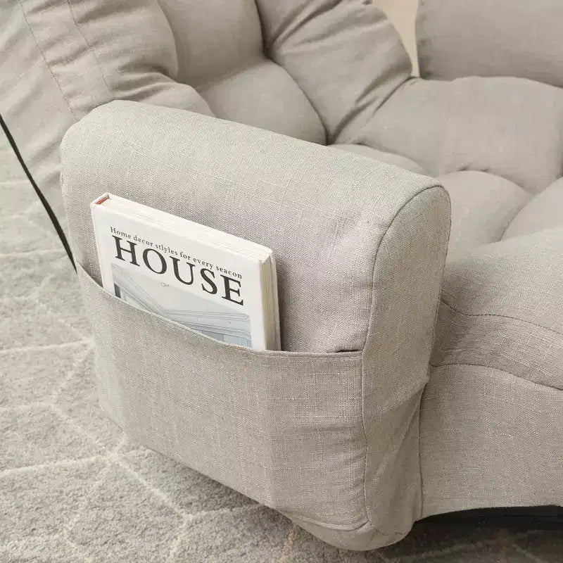 GDFStudio Sorrel Modern 360 Swivel Linen Upholstered Chair with Adjustable Backrest and Ottoman