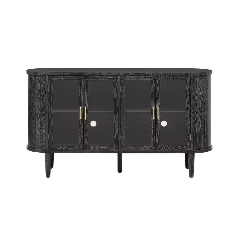 Farmhouse Wood Sideboard Buffet Cabinet with Glass Doors and Adjustable Shelves for Kitchen, Dining Room, or Living Room
