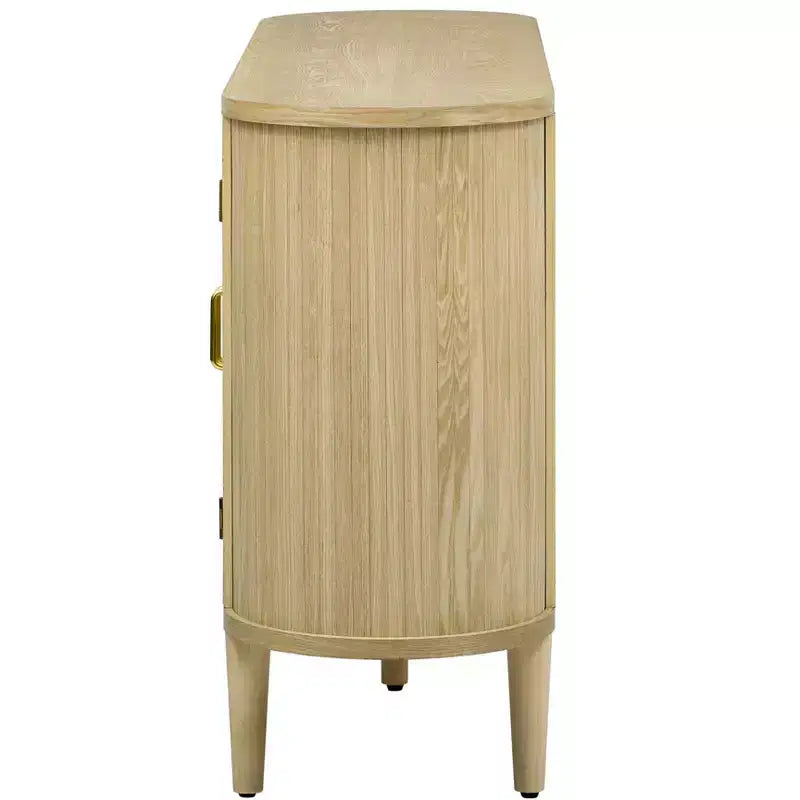 Farmhouse Wood Sideboard Buffet Cabinet with Glass Doors and Adjustable Shelves for Kitchen, Dining Room, or Living Room