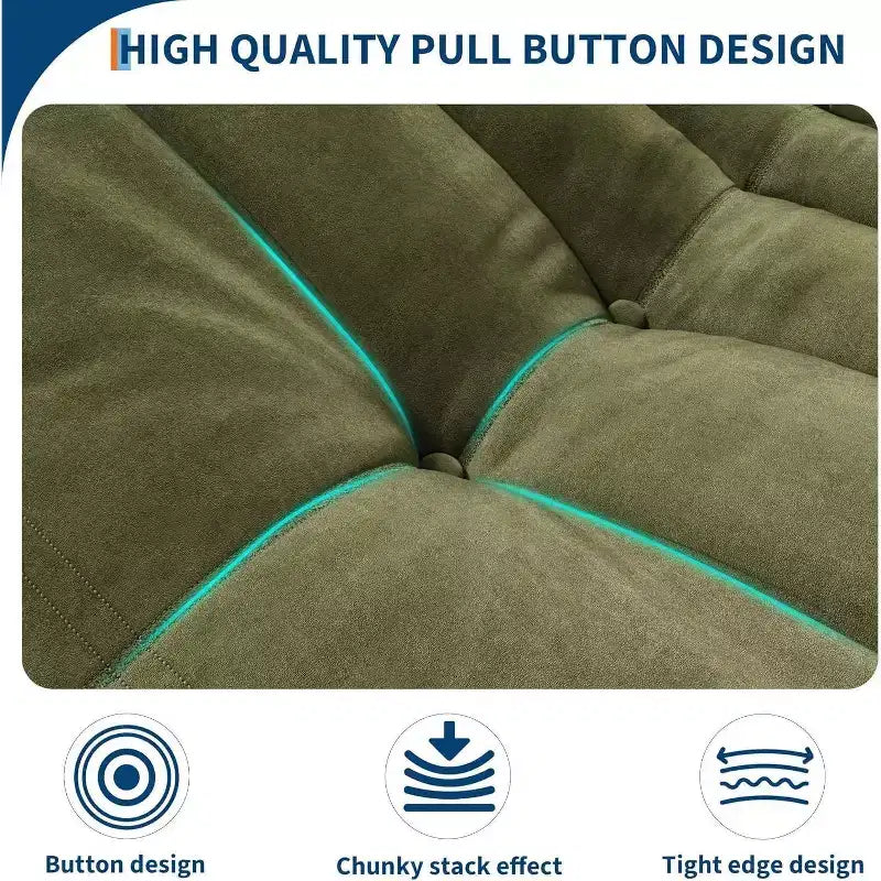 Acekool Bean Bag Chair for Adults, Memory Foam Single Sofa, Suede-Like Fabric, Supportive Modern Floor Chair for Living Room & Bedroom, Green