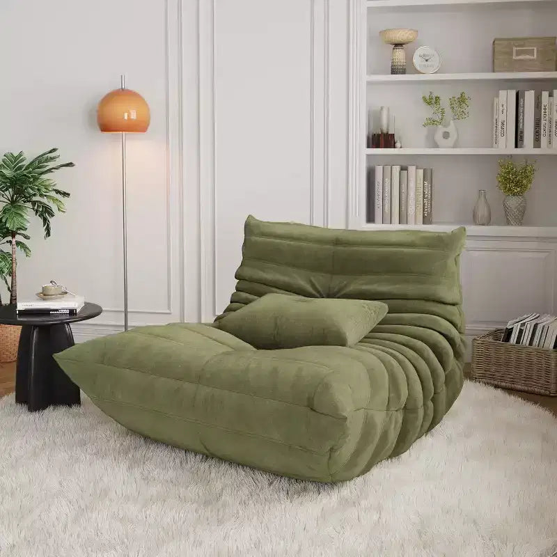 Acekool Bean Bag Chair for Adults, Memory Foam Single Sofa, Suede-Like Fabric, Supportive Modern Floor Chair for Living Room & Bedroom, Green