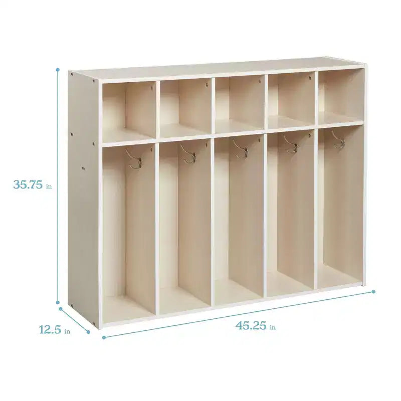 ECR4Kids Streamline 5-Section Toddler Coat Locker and 5 Scoop Front Bins, Cubby Storage