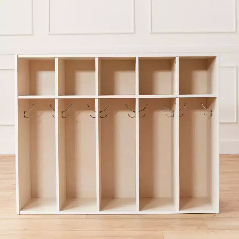ECR4Kids Streamline 5-Section Toddler Coat Locker and 5 Scoop Front Bins, Cubby Storage