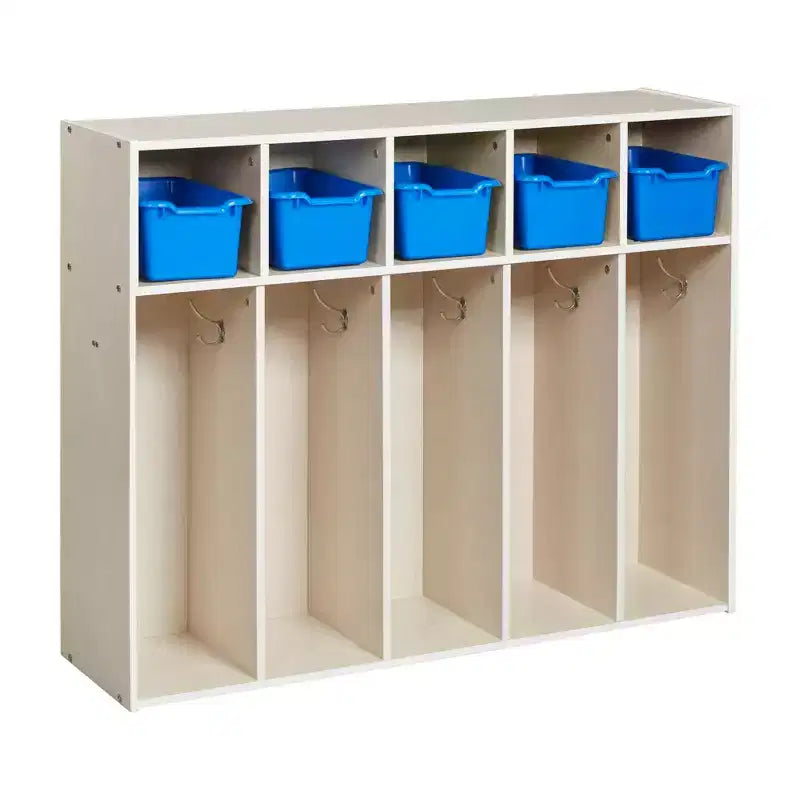 ECR4Kids Streamline 5-Section Toddler Coat Locker and 5 Scoop Front Bins, Cubby Storage