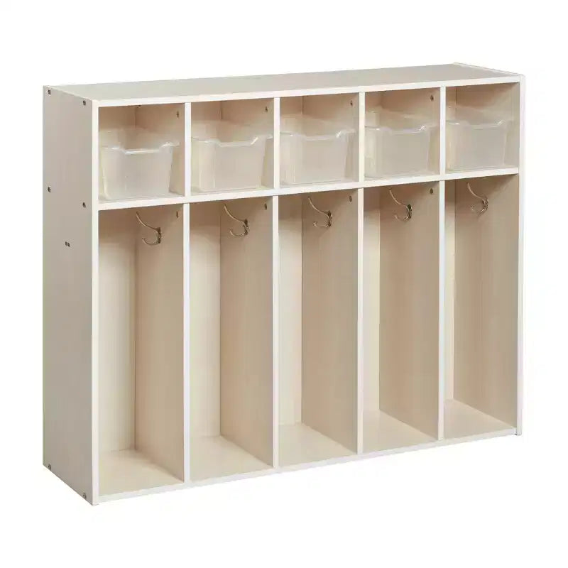 ECR4Kids Streamline 5-Section Toddler Coat Locker and 5 Scoop Front Bins, Cubby Storage