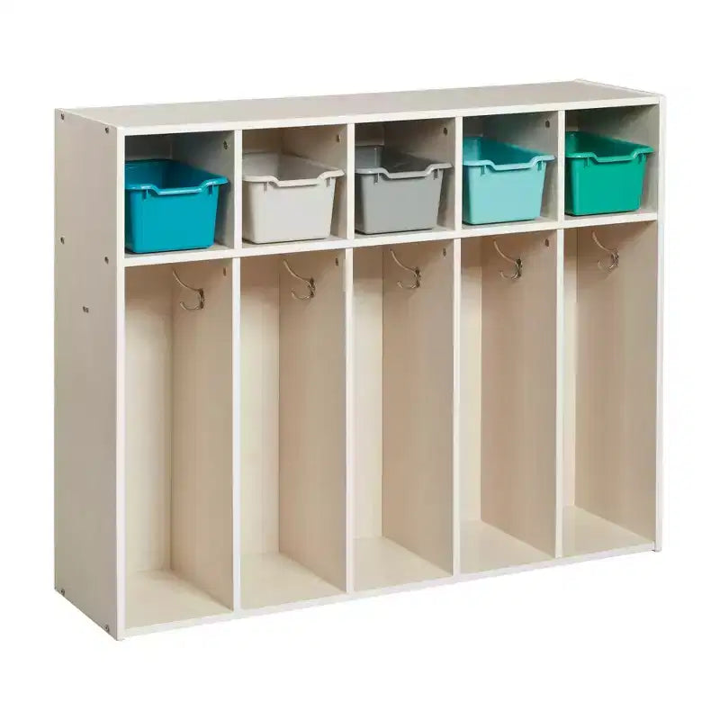 ECR4Kids Streamline 5-Section Toddler Coat Locker and 5 Scoop Front Bins, Cubby Storage