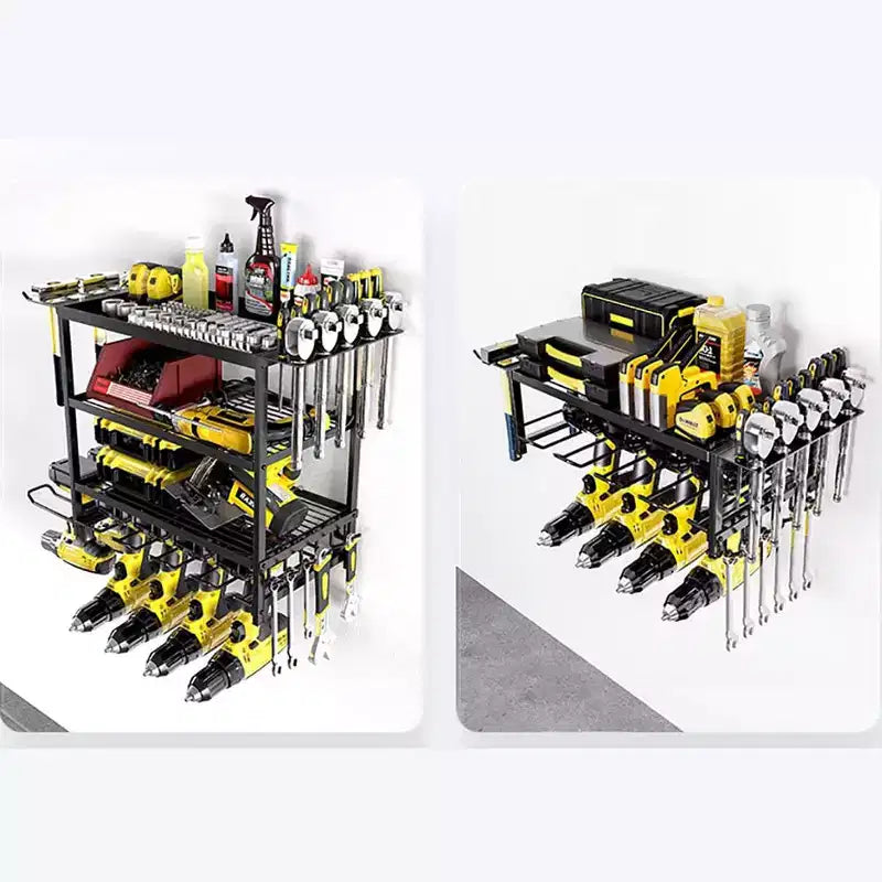 TROPOW Power Tool Storage Wall Mounted Rack, 4 Layer Power Drill Tool Holder for 4 Power Drill Tools, Heavy Duty Tool Shelf for Garage, Workshop