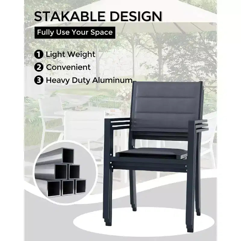 COZONY 4 PCS Outdoor Dining Chairs Set  Weather-Resistant Patio Chairs with Armrests, Metal Frame for Lawn, Deck, Balcony & Poolside