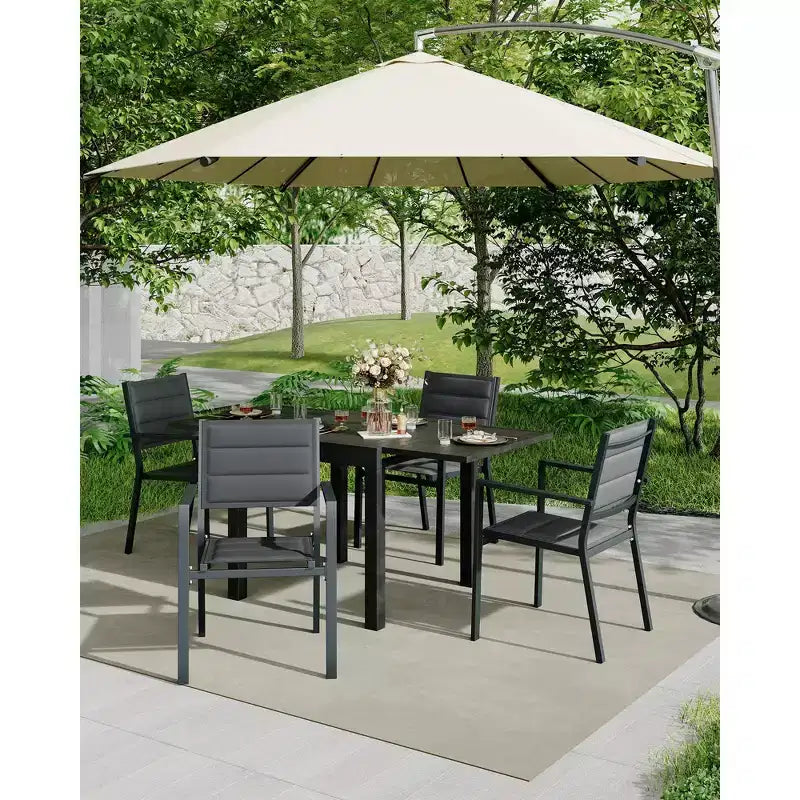 COZONY 4 PCS Outdoor Dining Chairs Set  Weather-Resistant Patio Chairs with Armrests, Metal Frame for Lawn, Deck, Balcony & Poolside
