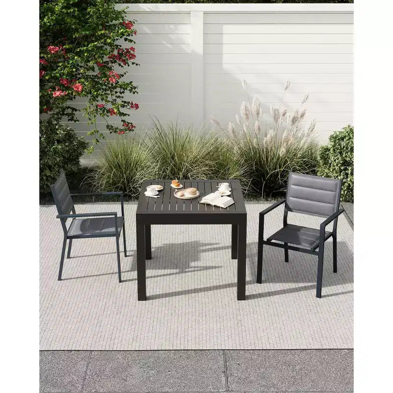 COZONY 4 PCS Outdoor Dining Chairs Set  Weather-Resistant Patio Chairs with Armrests, Metal Frame for Lawn, Deck, Balcony & Poolside