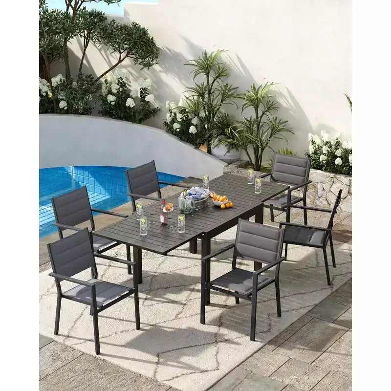 COZONY 4 PCS Outdoor Dining Chairs Set  Weather-Resistant Patio Chairs with Armrests, Metal Frame for Lawn, Deck, Balcony & Poolside