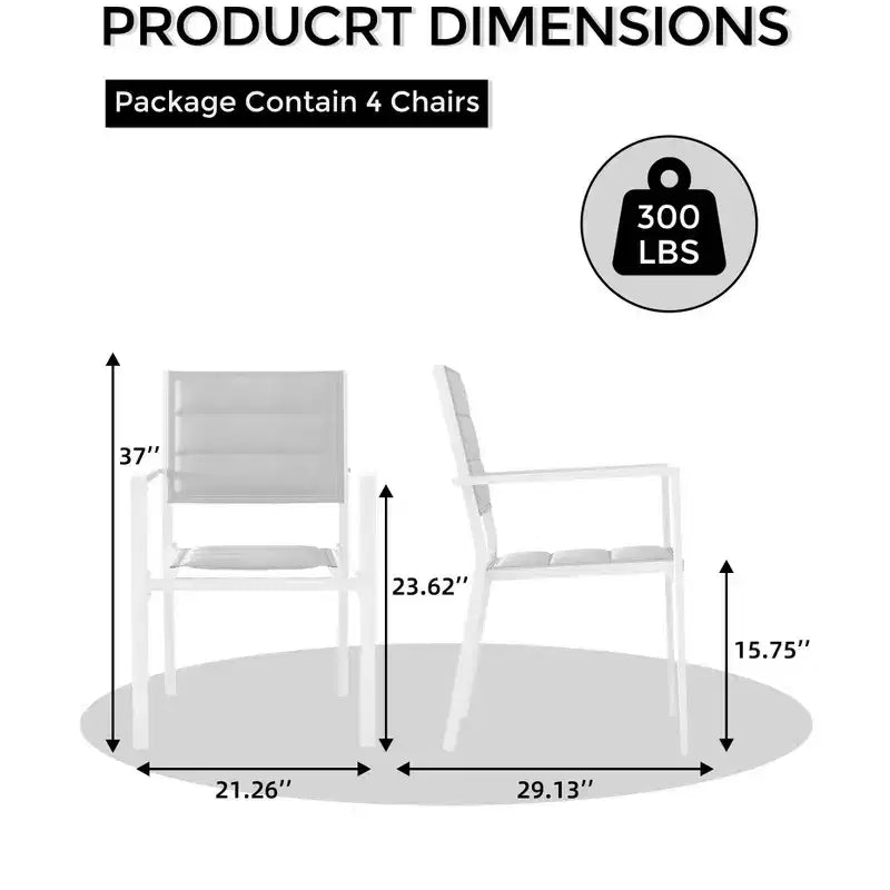 COZONY 4 PCS Outdoor Dining Chairs Set  Weather-Resistant Patio Chairs with Armrests, Metal Frame for Lawn, Deck, Balcony & Poolside