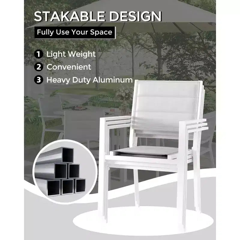 COZONY 4 PCS Outdoor Dining Chairs Set  Weather-Resistant Patio Chairs with Armrests, Metal Frame for Lawn, Deck, Balcony & Poolside