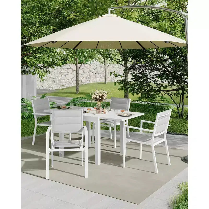 COZONY 4 PCS Outdoor Dining Chairs Set  Weather-Resistant Patio Chairs with Armrests, Metal Frame for Lawn, Deck, Balcony & Poolside
