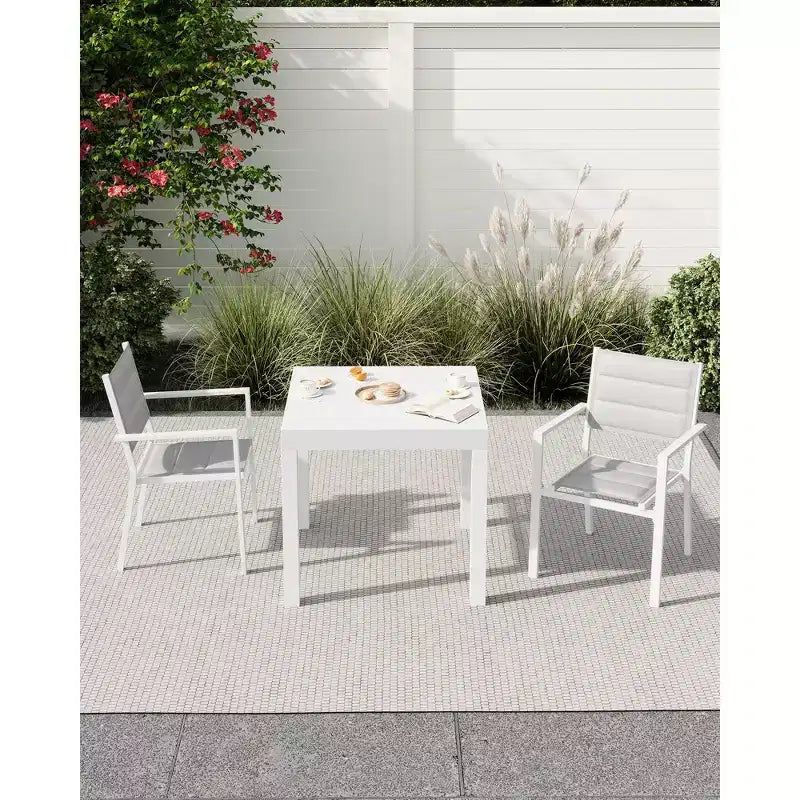 COZONY 4 PCS Outdoor Dining Chairs Set  Weather-Resistant Patio Chairs with Armrests, Metal Frame for Lawn, Deck, Balcony & Poolside