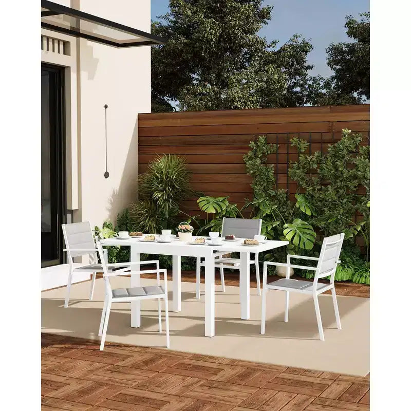 COZONY 4 PCS Outdoor Dining Chairs Set  Weather-Resistant Patio Chairs with Armrests, Metal Frame for Lawn, Deck, Balcony & Poolside