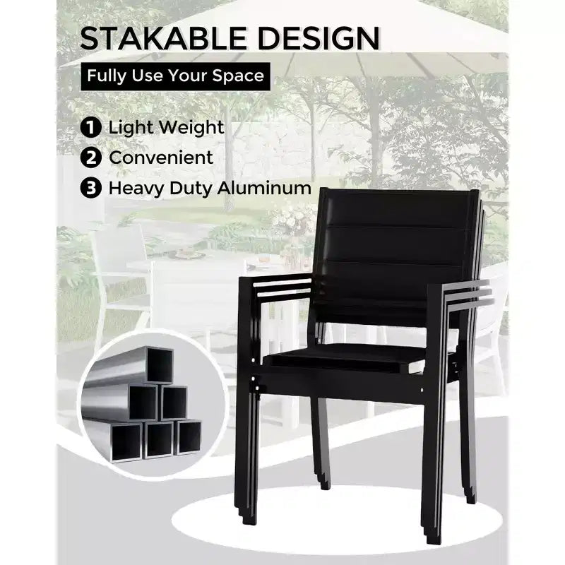 COZONY 4 PCS Outdoor Dining Chairs Set  Weather-Resistant Patio Chairs with Armrests, Metal Frame for Lawn, Deck, Balcony & Poolside