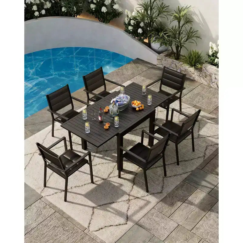 COZONY 4 PCS Outdoor Dining Chairs Set  Weather-Resistant Patio Chairs with Armrests, Metal Frame for Lawn, Deck, Balcony & Poolside