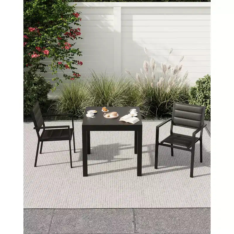 COZONY 4 PCS Outdoor Dining Chairs Set  Weather-Resistant Patio Chairs with Armrests, Metal Frame for Lawn, Deck, Balcony & Poolside