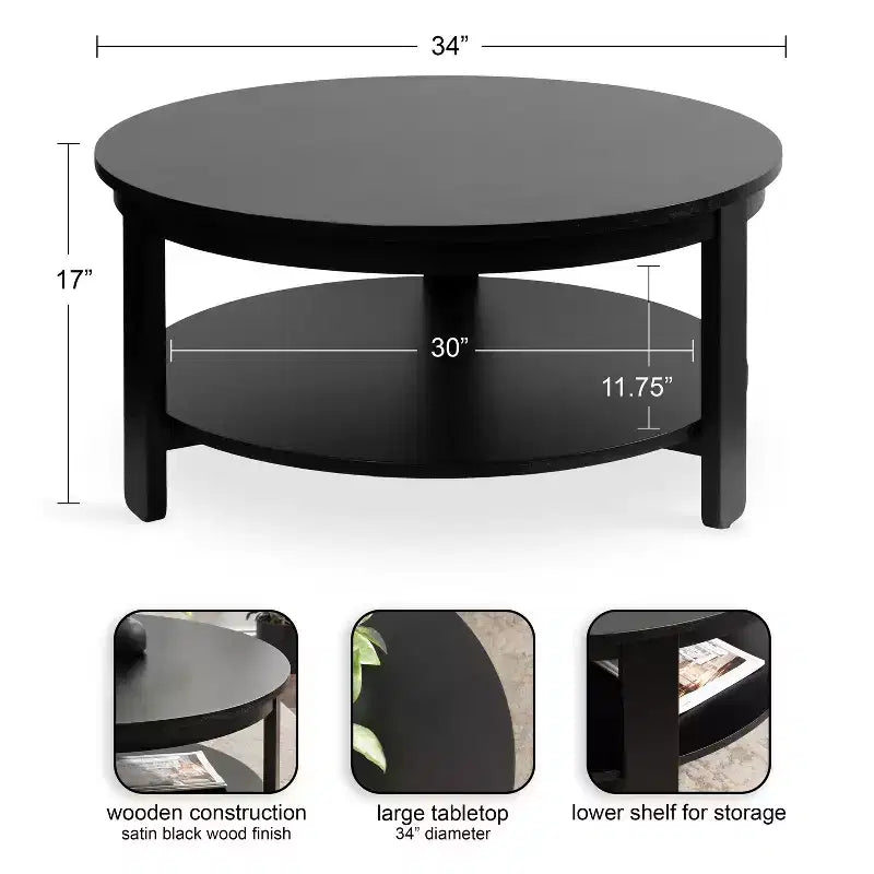 Kate and Laurel Foxford Round MDF Coffee Table