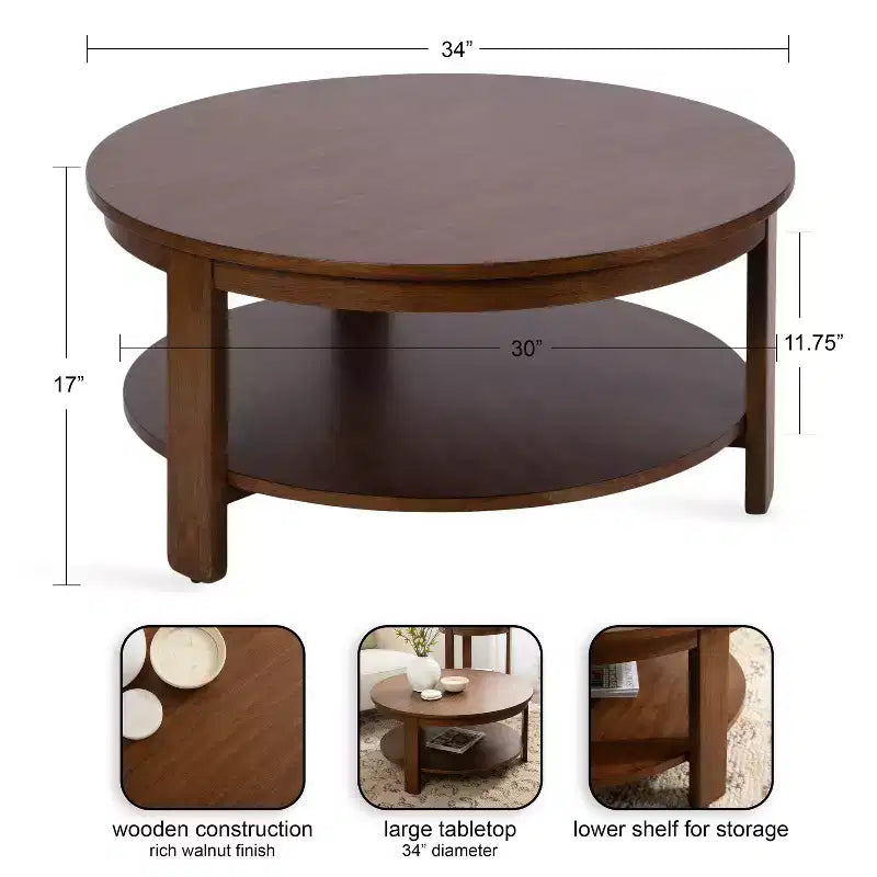 Kate and Laurel Foxford Round MDF Coffee Table