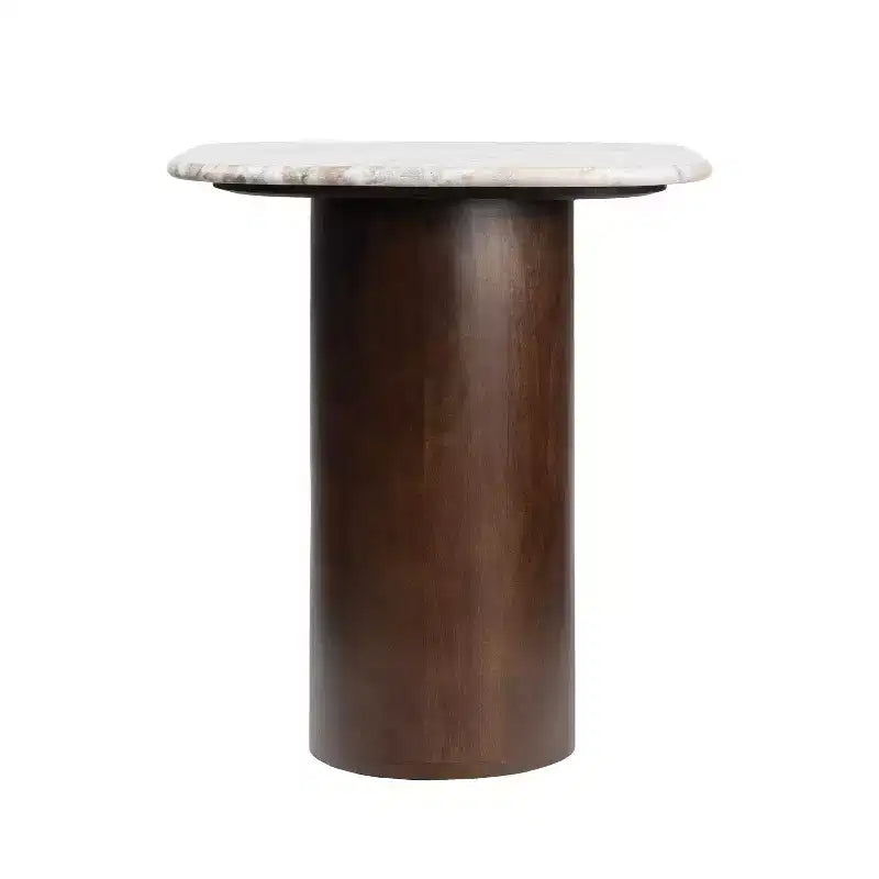 JONATAHN Y Milos 18 Rustic Minimalist Square Marble/Wood Accent Table