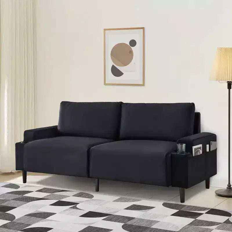 Modern Sofa, 80in Couch- Comfy Sofa with Cup Holders, Deep Seat Sofa Couch for Living Room
