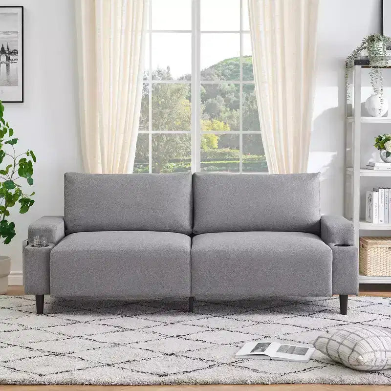 Modern Sofa, 80in Couch- Comfy Sofa with Cup Holders, Deep Seat Sofa Couch for Living Room