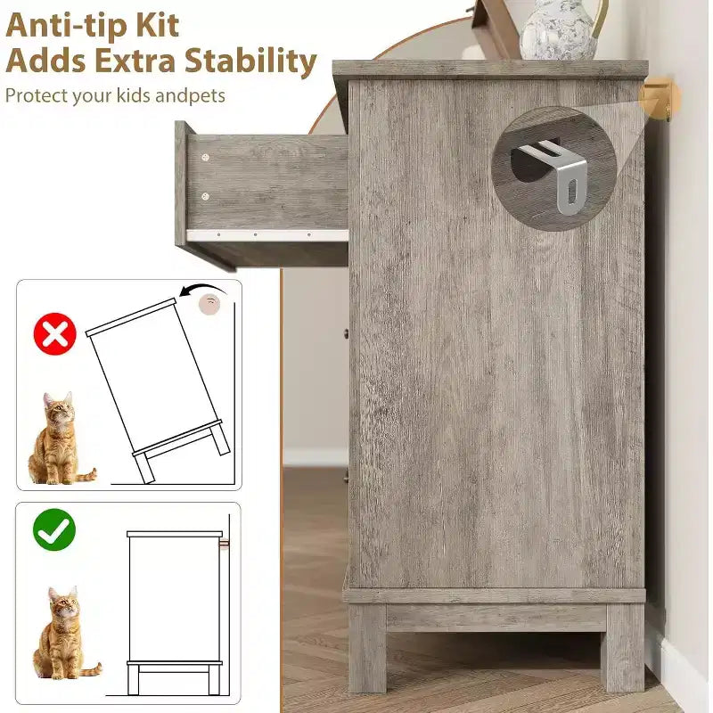 Dresser for Bedroom, Wood 6 Drawers Modern Chest, TV Stand Dresser Cabinet, Wood Closet, 6-Drawer Dressers for Bedroom Living Room