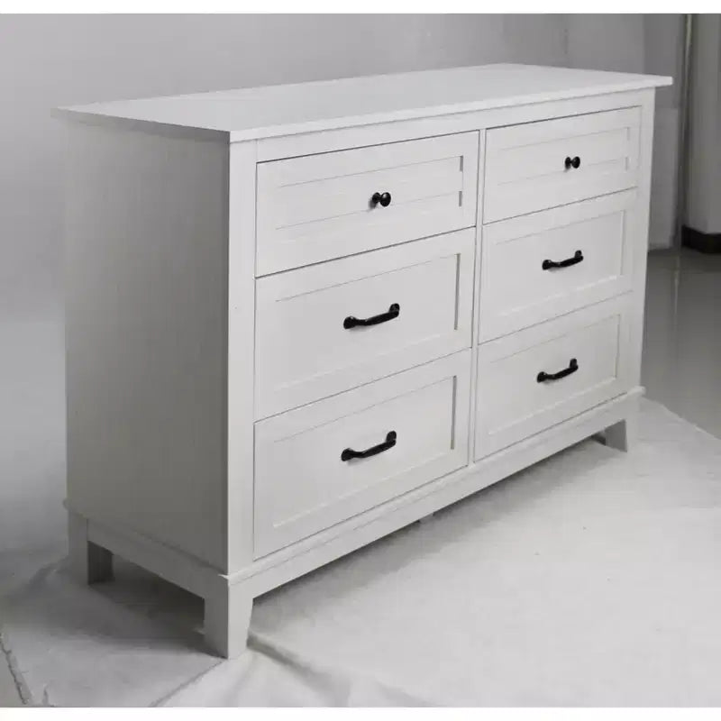 Dresser for Bedroom, Wood 6 Drawers Modern Chest, TV Stand Dresser Cabinet, Wood Closet, 6-Drawer Dressers for Bedroom Living Room