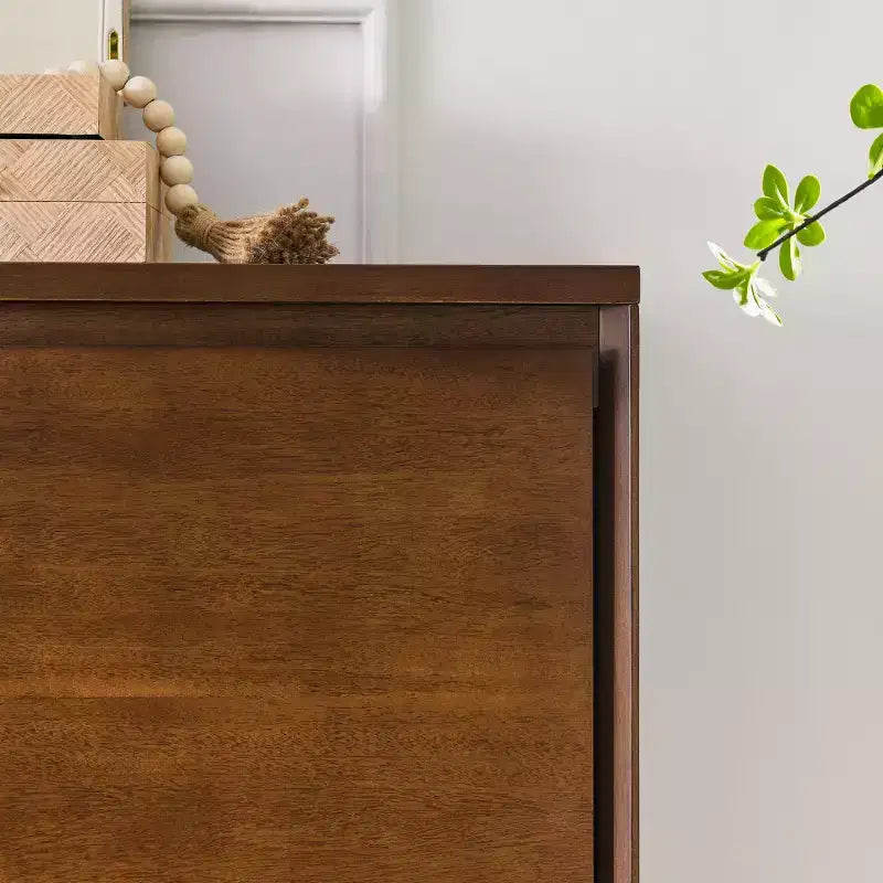 MAYEERTY Walmut Buffet Sideboard Cabinet with 2 Outlet Holes for Hallway Dining Room