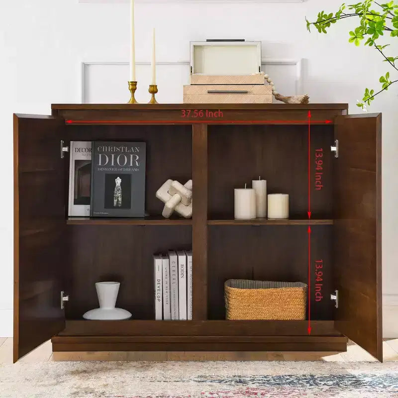 MAYEERTY Walmut Buffet Sideboard Cabinet with 2 Outlet Holes for Hallway Dining Room