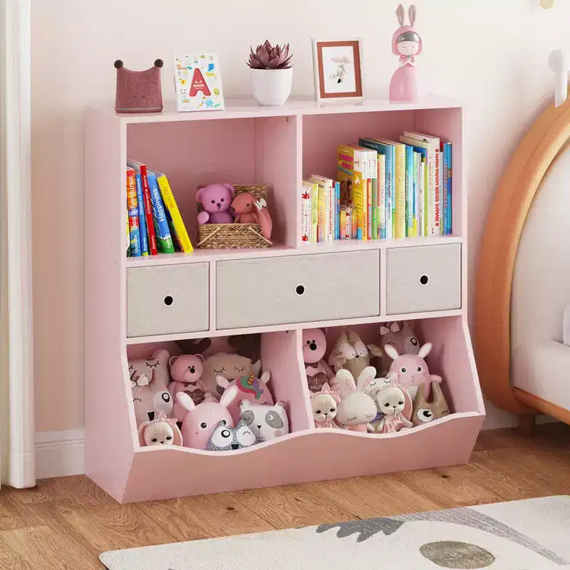 Kids Bookshelf, 3-Tier Toy Storage Cabinet Toy Chest, Multifunctional Storage Chest for Nursery, Children's Room, Bedroom, School