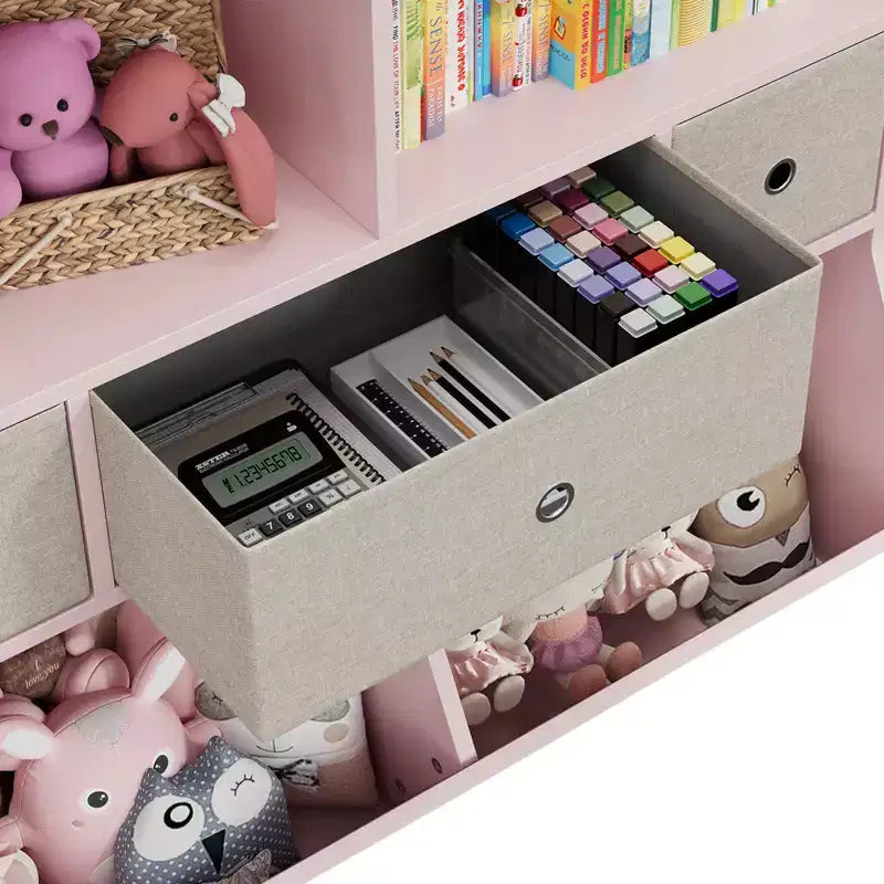 Kids Bookshelf, 3-Tier Toy Storage Cabinet Toy Chest, Multifunctional Storage Chest for Nursery, Children's Room, Bedroom, School