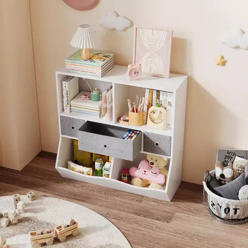 Kids Bookshelf, 3-Tier Toy Storage Cabinet Toy Chest, Multifunctional Storage Chest for Nursery, Children's Room, Bedroom, School
