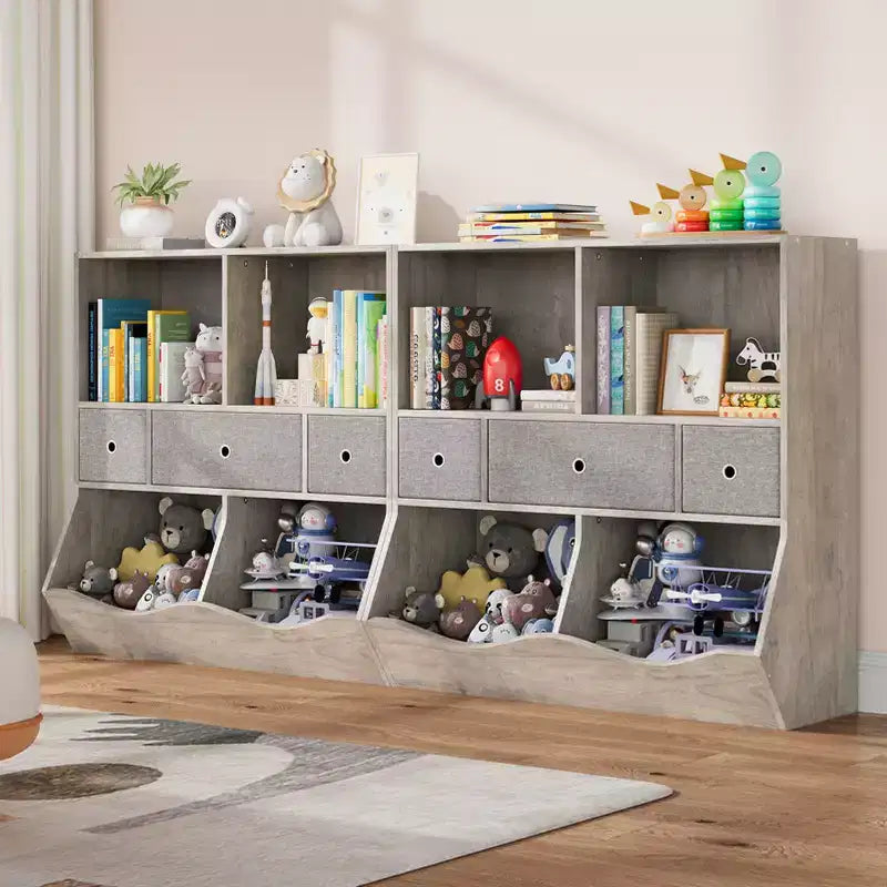 Kids Bookshelf, 3-Tier Toy Storage Cabinet Toy Chest, Multifunctional Storage Chest for Nursery, Children's Room, Bedroom, School