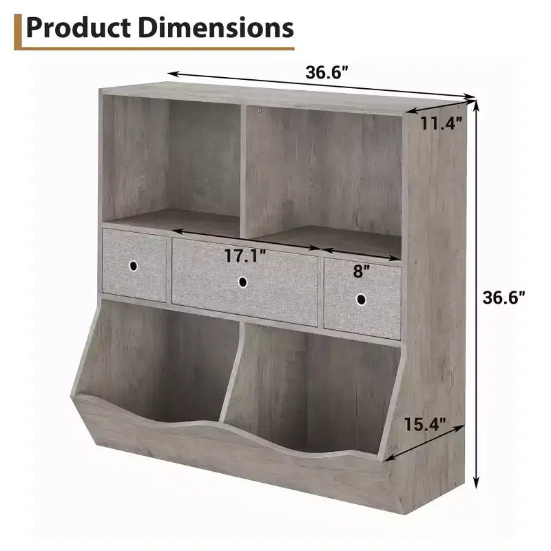 Kids Bookshelf, 3-Tier Toy Storage Cabinet Toy Chest, Multifunctional Storage Chest for Nursery, Children's Room, Bedroom, School